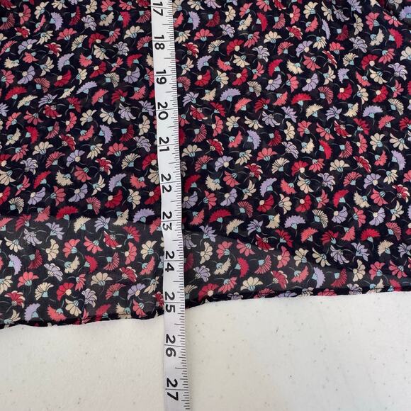 Shoshanna Juniper Floral Mock Neck‎ Flutter Sleeve 100% Silk Top Women's Large - Picture 7 of 7